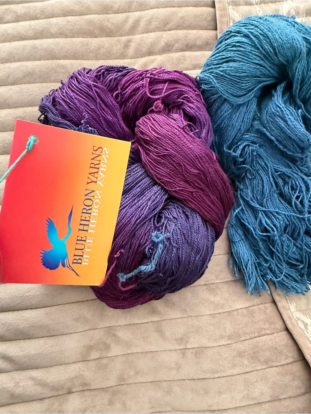 Hand-Dyed Purple & Magenta Yarn strand bundle
